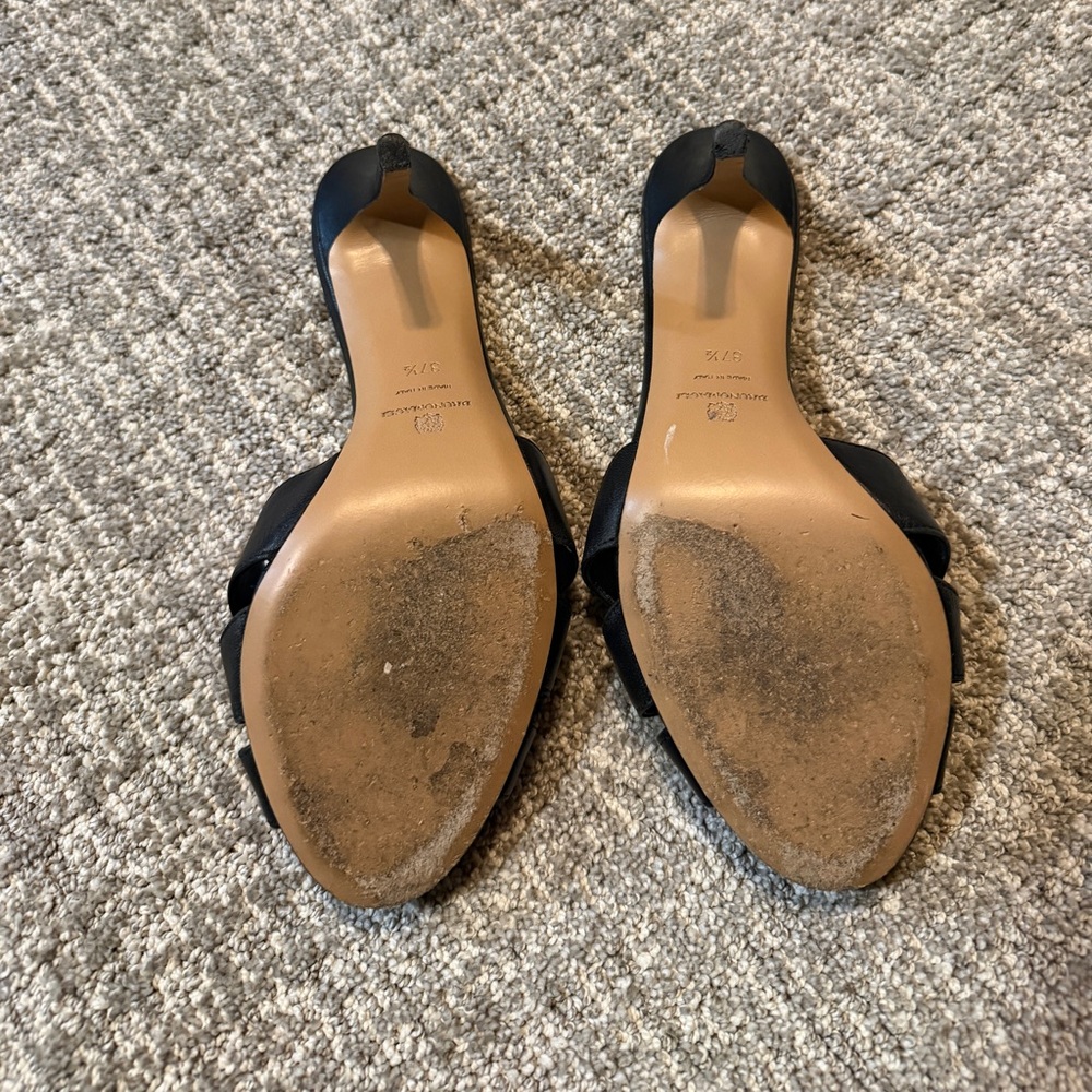 Bruno Magli Black Leather Bow Mule Heels - Picture 4 of 5